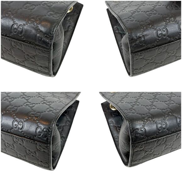 Gucci Chain Mini Shoulder Bag Emily Shima Leather Black 2way Tassel - Picture 5 of 12